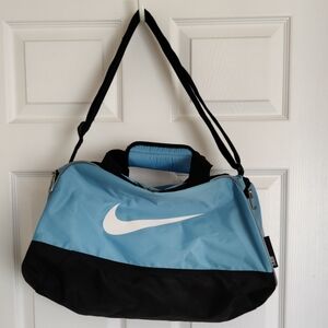 Nike Light Blue and Black Duffel Bag